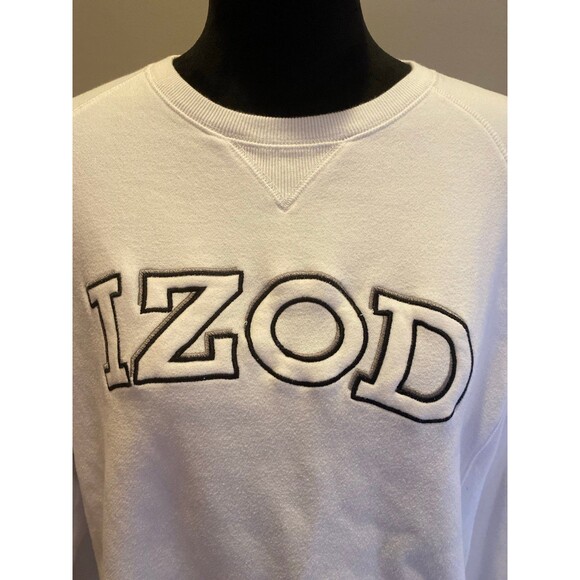 Izod Sweatshirt size Large Color Cream Inset Sides EUC Soft Versatile Casual - Picture 3 of 10